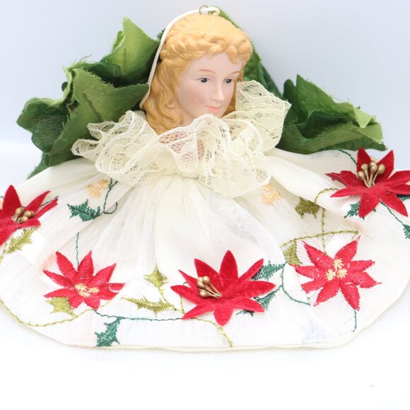 nice vintage tree topper or branch sitter porcelain lady with dress - Picture 2 of 5